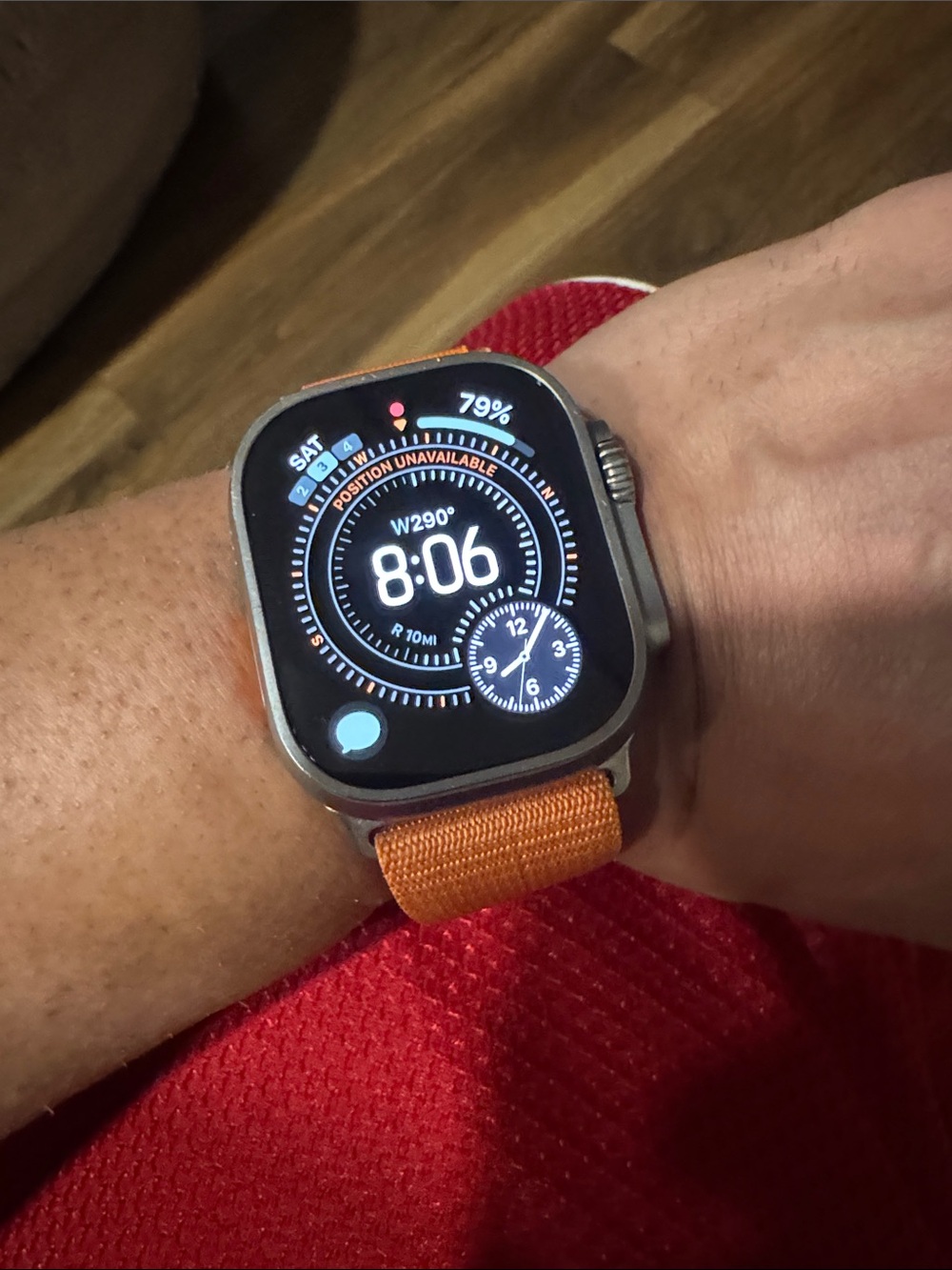 Apple Watch Ultra with Orange and Red Sport Loop